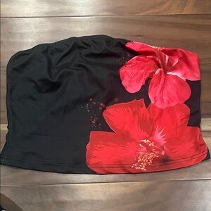 Black and Red Floral Tube Top